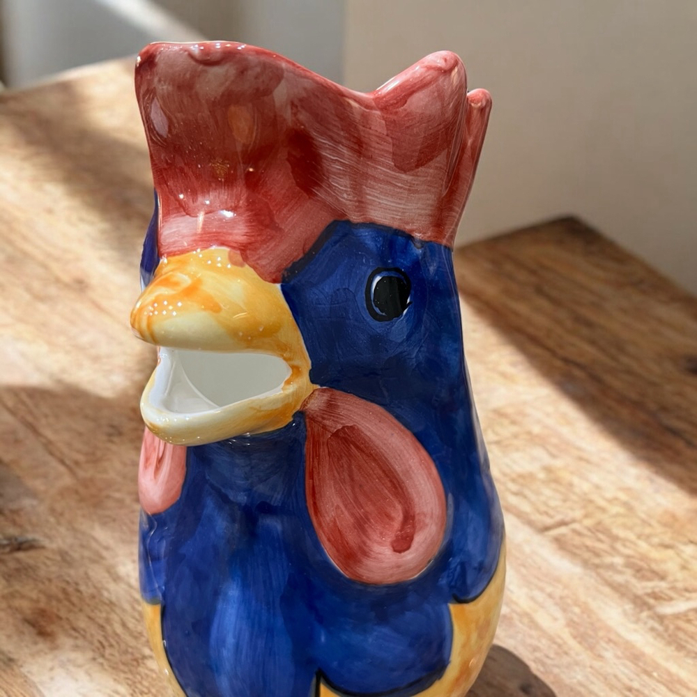Hand Painted Italian Rooster Pitcher SARA Pottery Farmhouse Country Kitchen - Picture 14 of 14